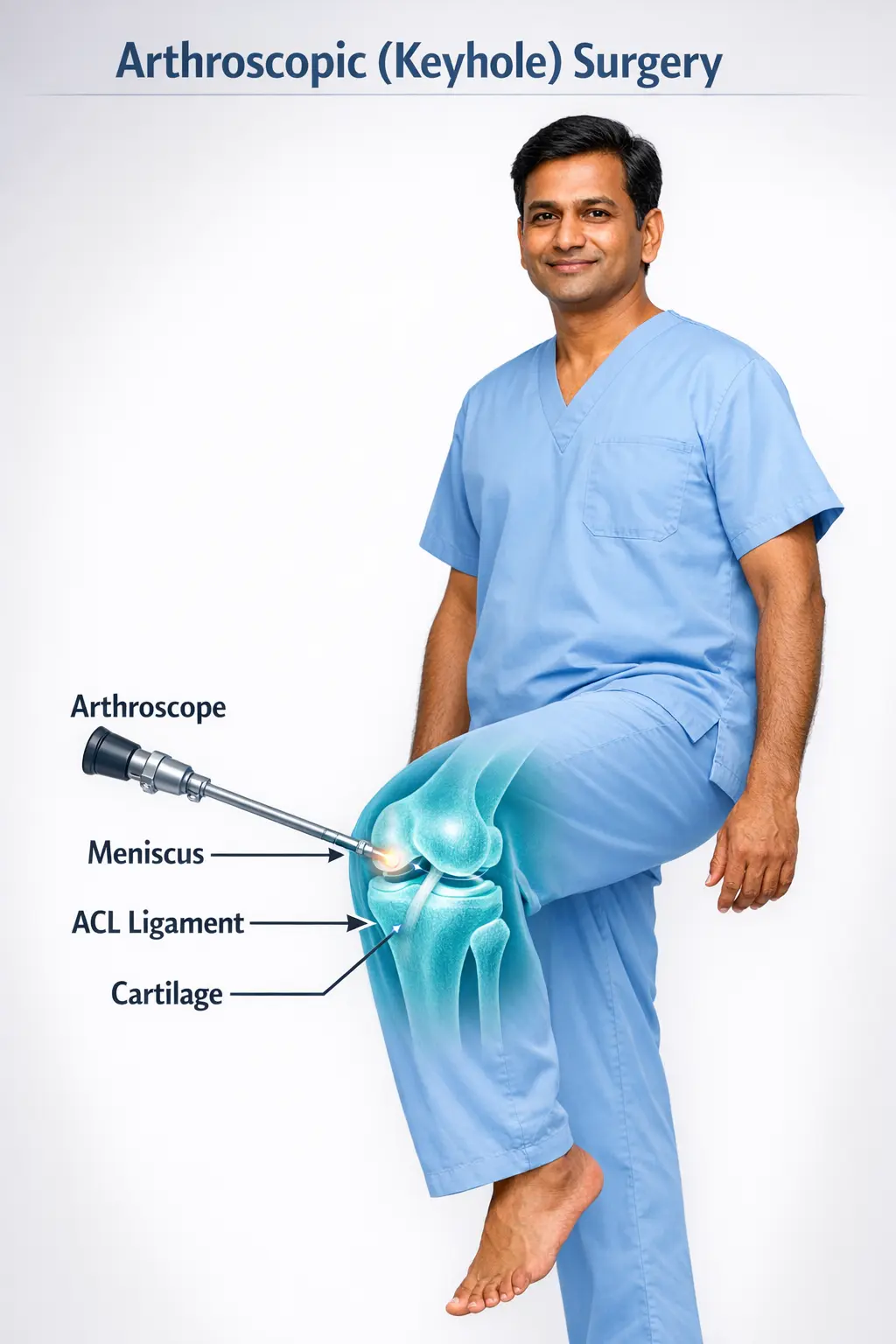 Arthroscopic keyhole surgery illustration